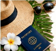 Passport and tropical flower